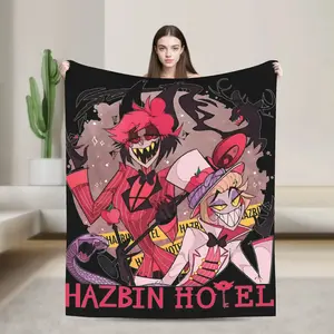 Hazbins Hotels Alastor and Lucifer Blanket Coral Fleece Plush Summer Demon Super Warm Throw Blankets for Sofa Car Rug Piece