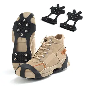 1 Pair Ice Cleats Crampons with 10 Studs Men Women Winter Outdoor Walking Ice Snow Traction Grips Non-slip Shoes Boot Spikes Grippers