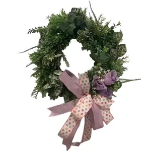 10" Grapevine Wreath: Lavender Blooms, Polka Dot Bow, Farmhouse Spring Decor