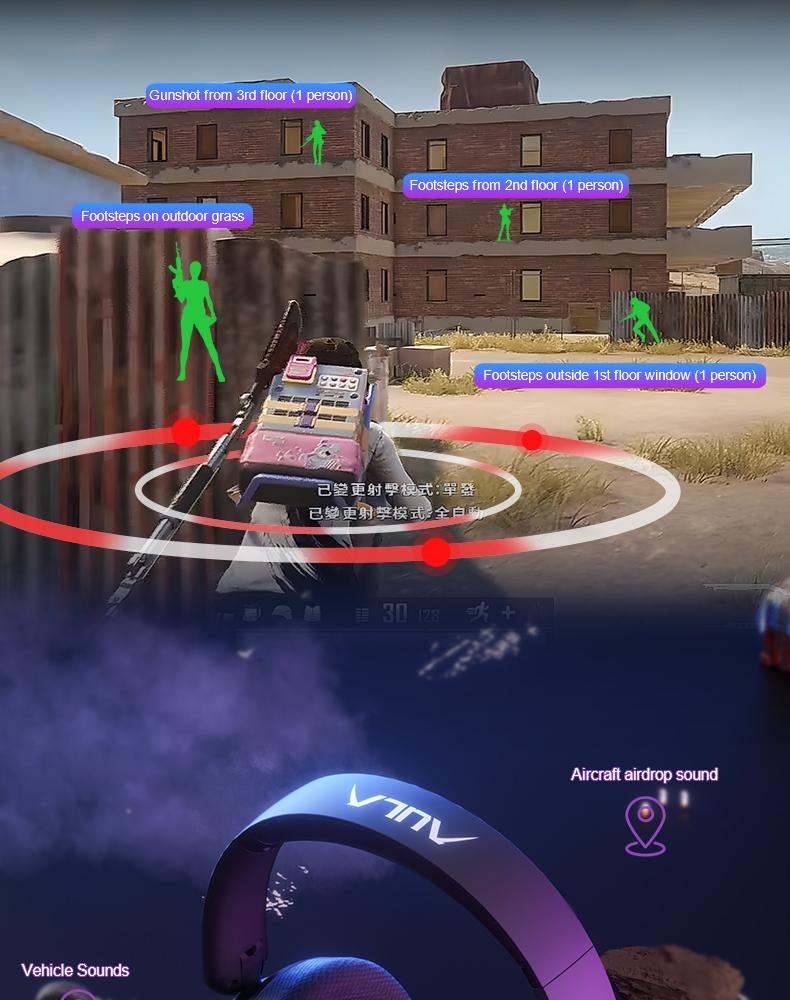 AULA G7 Pro Pink Wireless Gaming Headphones with Mic, 7.1 Surround Sound, Ultra-Low Latency, RGB Over-Ear with Noise-Canceling Mic