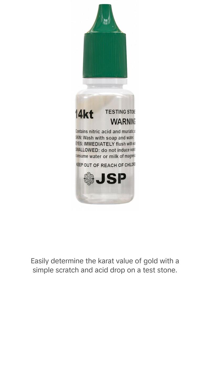 JSP 14K Gold Scrap Jewelry Testing Kit with Acid Test Liquid & 2x2 Premium Test Stone for Easy Karat Value & Purity Testing