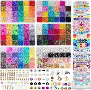 6 Boxes Beads Kit – 16800pcs | 72 Clay + 48 Glass Seed Beads | Friendship Bracelet Making Set