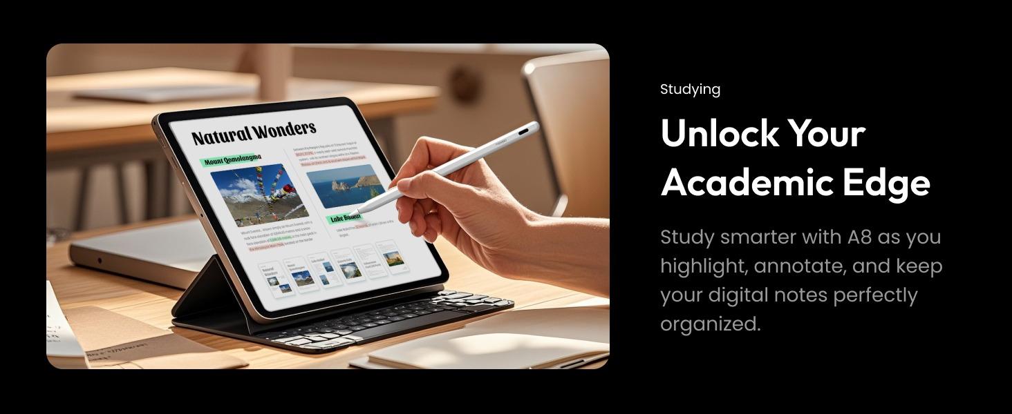 Metapen A8 iPad Pencil for Apple iPad 2018-2026, 4Min Fast Charge, Palm Rejection Stylus Pen for iPad 11/10/9/8/7/6th Gen, iPad Accessories for Pro 12.9/11/13-inch M4, Air 3/4/5/M2/M3, Mini 5/6th