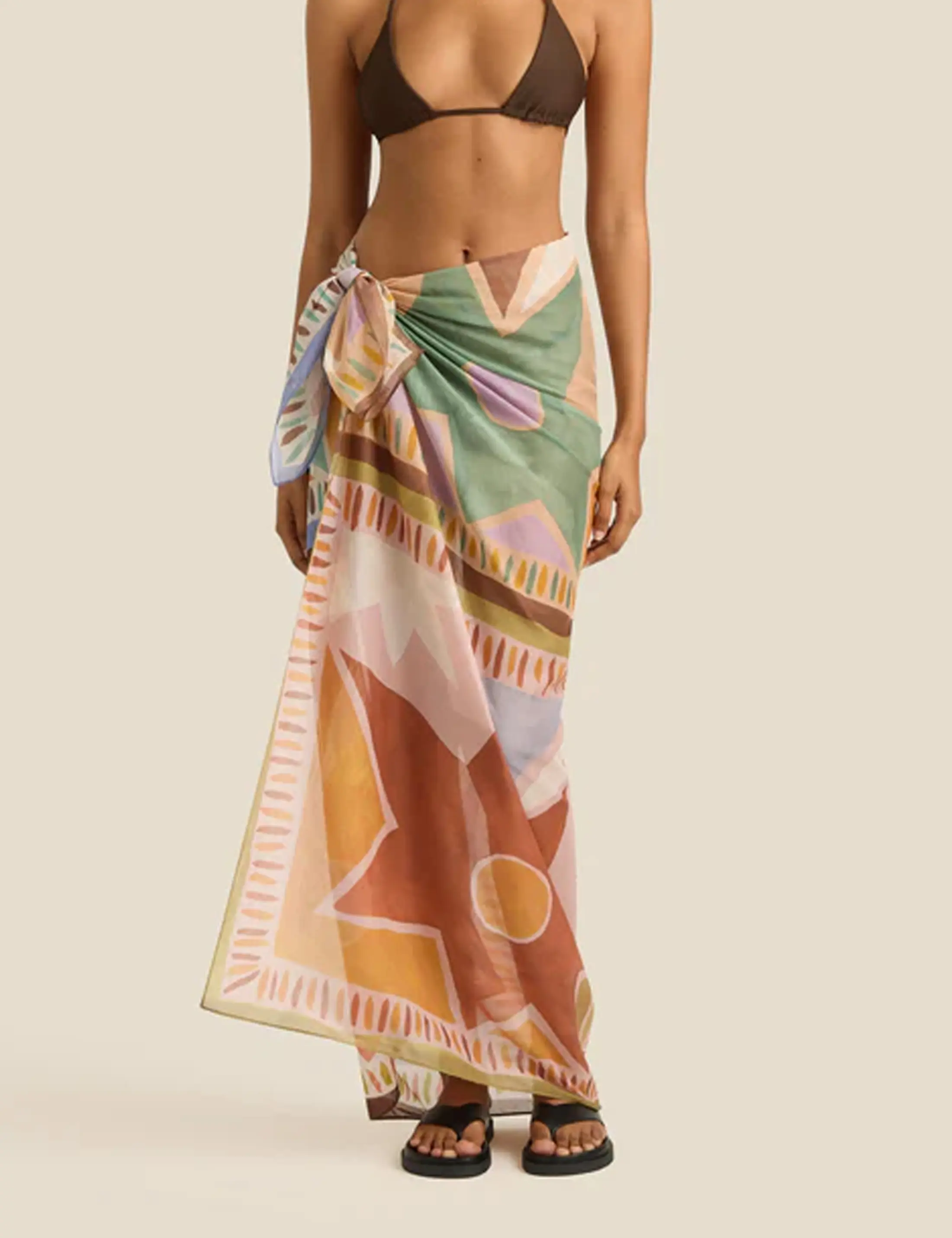 Bienmorn Women's 100% Cotton 2026 Boho Printed Flowy Sarong Pareo Wrap Skirt, Beach Vacation Resort Tropical Bikini Cover Up, 100 Percent Cotton