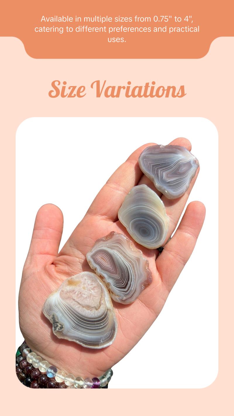 Botswana Agate Stone Slice (Size: 0.75" -4") Grade A Botswana Agate Crystal Slab - Botswana Agate Crystal Slice