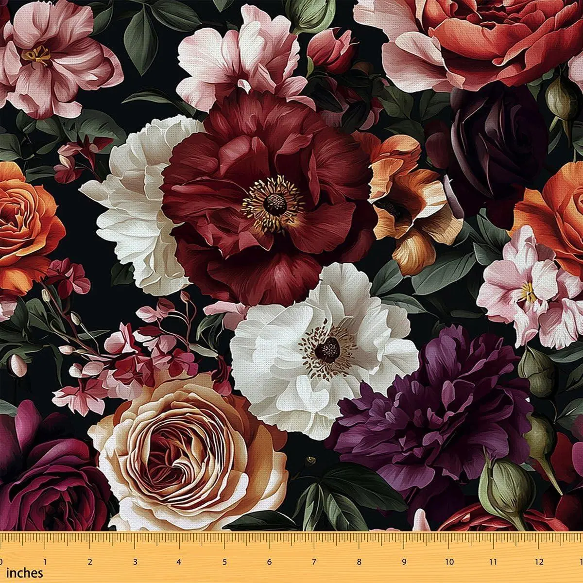 Feelyou Medium Weight Waterproof Floral Rose Polyester Flannel Fabric by the Yard, Indoor-Outdoor Upholstery Fabric for Modern Decor, DIY Home Projects