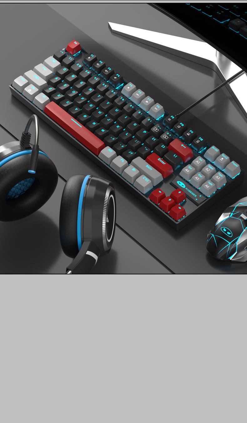 MageGee 75% Mechanical Gaming Keyboard with Brown Switch, LED White Backlit Keyboard, 87 Keys Compact TKL Wired Computer Keyboard for Windows Laptop PC Gamer