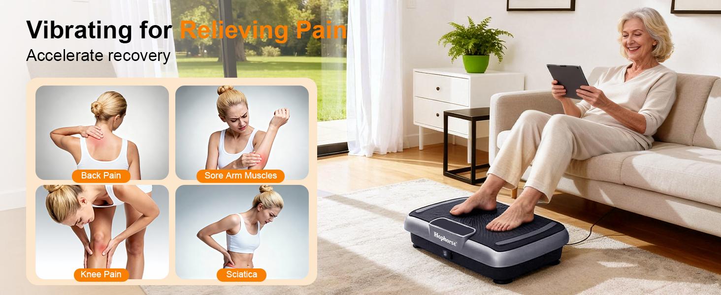 HopHorse 400LBS Vibration Plate Exercise Machine Vibrating Plate Exercise Machine with Bluetooth and LED Display, Whole Body Workout Vibration Platform Workout Equipment for Women Men Home