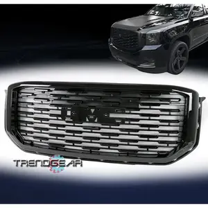 For 2015-2020 GMC Yukon XL Denali Sport Mesh Hood Upper Grille Grill Gloss Black