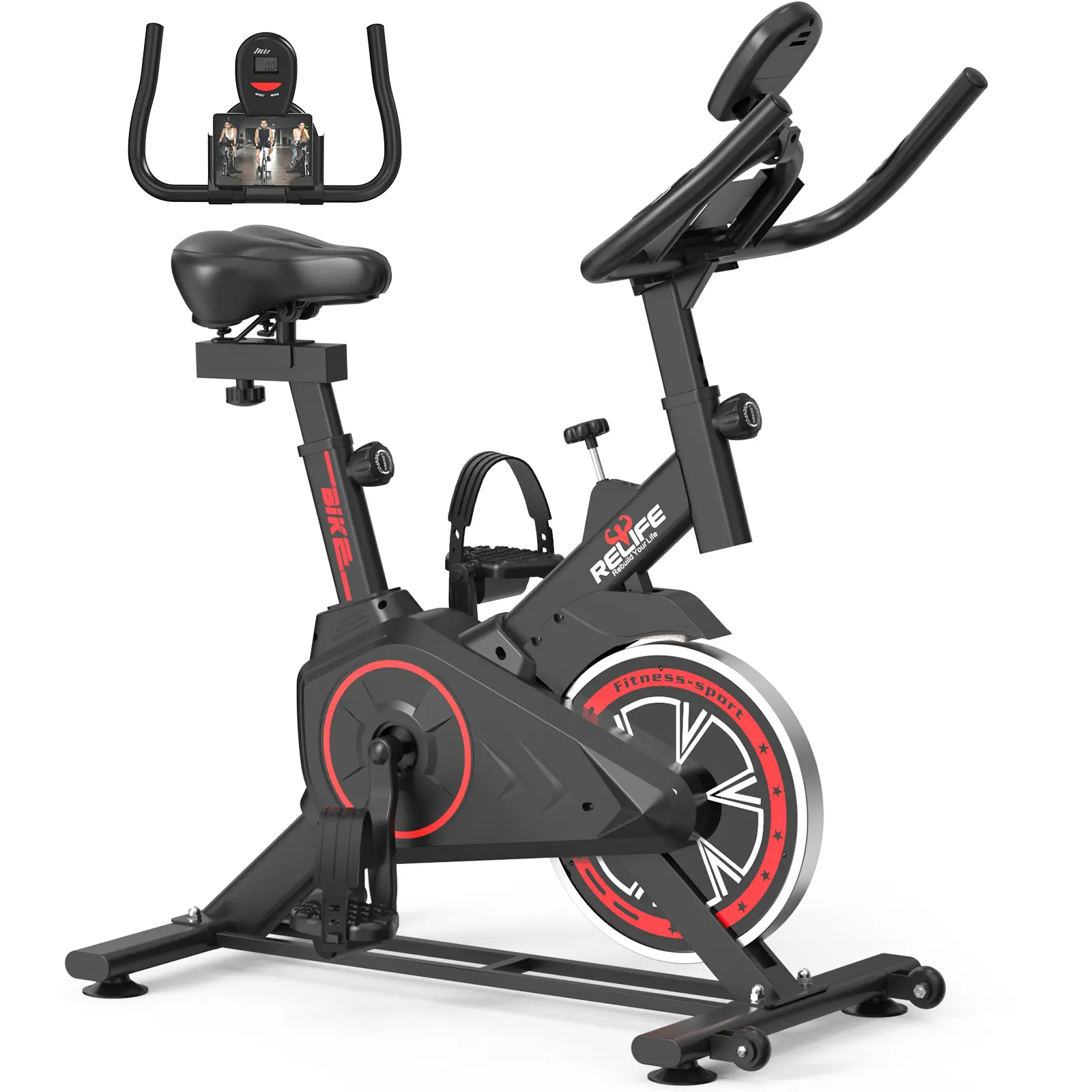 Relife Sports Stationary Exercise Bike Indoor Cycling Bike for Cardio Workout, with Comfortable Seat Cushion, LCD Monitor for Home Training Bike 330LBS Capacity of Exercise Bike with Silent Belt Drive SummerVibes tiktokshopbacktoschool