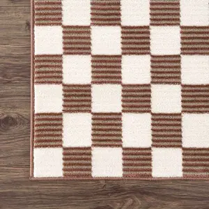 Kaysar Brown Checkered Area Rug