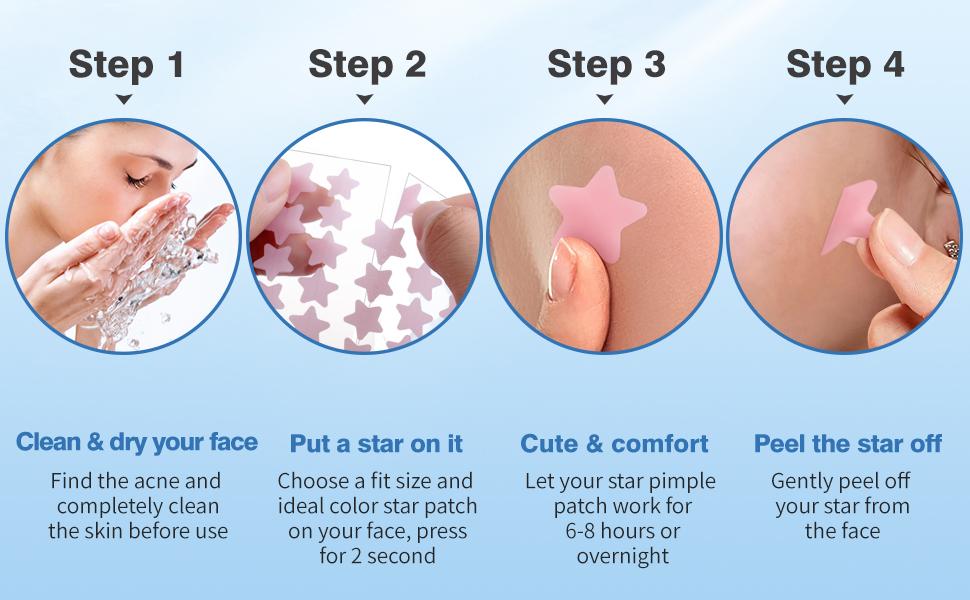 QUSTERE Pimple Patches for Face Hydrocolloid Acne Patches Versitile Cute Star Zit Covers Spot Stickers Mild and non-irritating Patches 5 Color 3 Sizes (10mm, 12mm & 14mm) |200/400 pcs Skincare Skin Repair Salicylic Tea Tree detail 7
