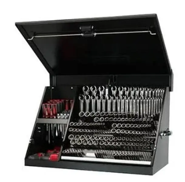 212 MAIN Steel-Aluminum Weatherproof Extra Large Capacity Triangle Toolbox, 36x17", Lid Lock, SAE/Metric Organizer for Tools & Hardware Storage