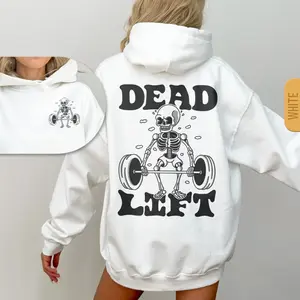Dead Lift Skeleton Hoodie - Unisex Gym Pump Cover, Funny Workout Hoody, Weightlifting Retro Hooded Sweatshirt, Trendy Hoodie, Fitness Gift