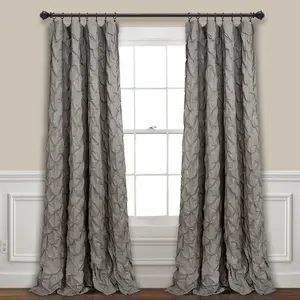 Lush Decor Ravello Pintuck Window Curtain Panel Singe 52"W x 84"L - Light Filtering Curtains for Bedroom - Vintage Décor - Living Room Curtains