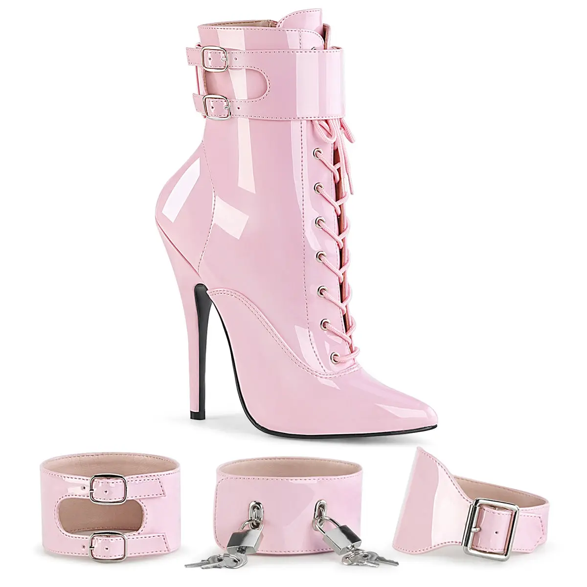 Women's Stiletto Heel Ankle Dress Booties - Domina-1023 Style, 14cm Heels, Zip Closure, Interchangeable Ankle Cuffs, Fashionable Women's Footwear, Heeled Booties