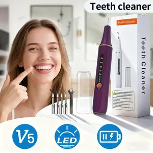 Professional Oral Care Tartar Remover, Dental Calculus Remover, Rechargeable Teeth Cleaning Kit, LED-powered with 5 Adjustable Modes, Deep Cleansing Dental Tool, Teeth Whitening Cleaner, Father's Day Present cleaning tool
