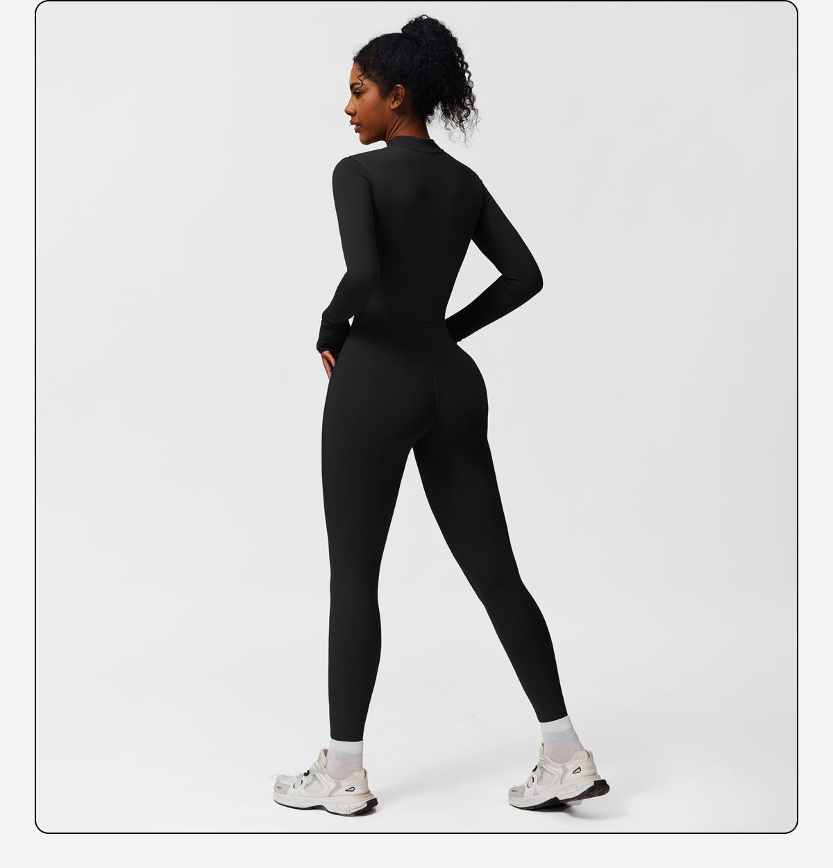 Women's Solid Zip-Up Skiing Jumpsuit by MFVIM - Casual Sporty Long-Sleeve Jumpsuit for Skiing and Cycling, Ladies' Activewear for Fall and Winter Workout Gym Clothing SpringStatements