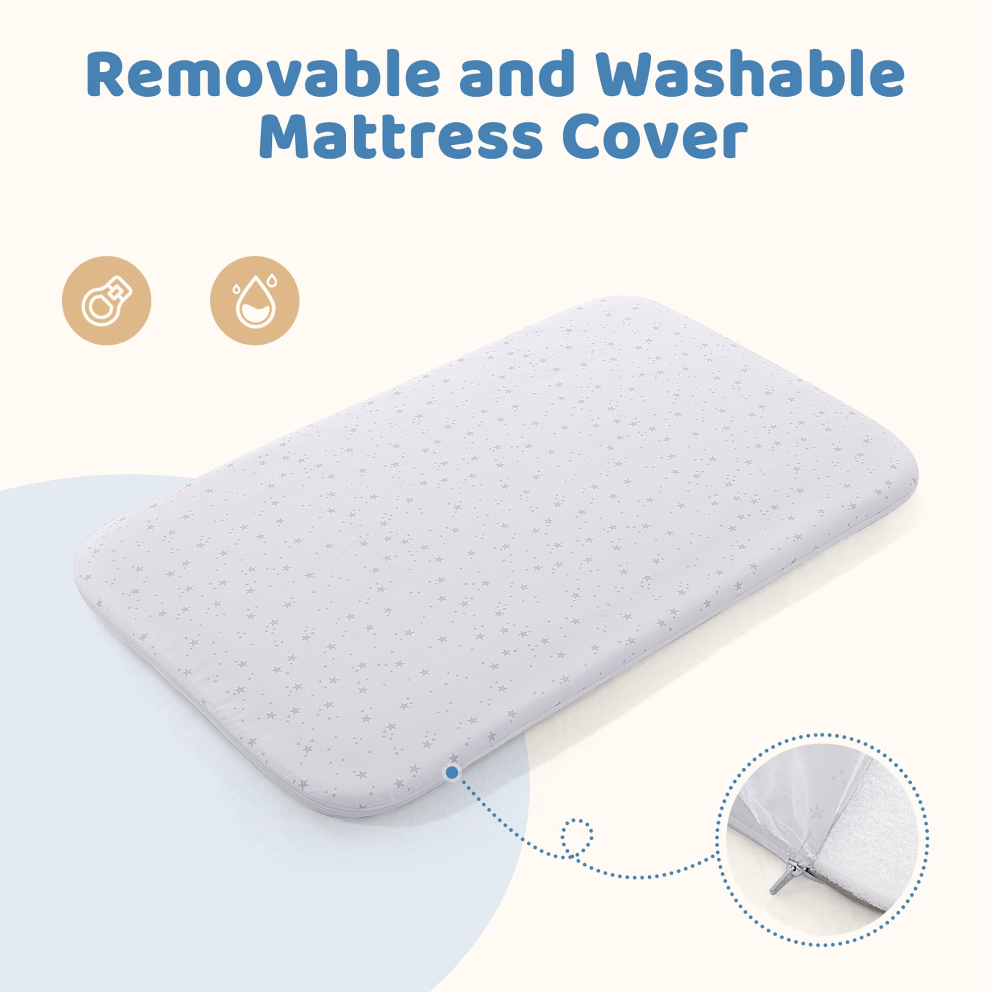 HARPPA Baby Bassinet 2-in-1 Cuddly Lite &Bedside Sleeper, storage Bassinet for Baby with Wheels & Storage Basket, Portable Crib, Breathable Mesh and Mattress, Height Adjustable