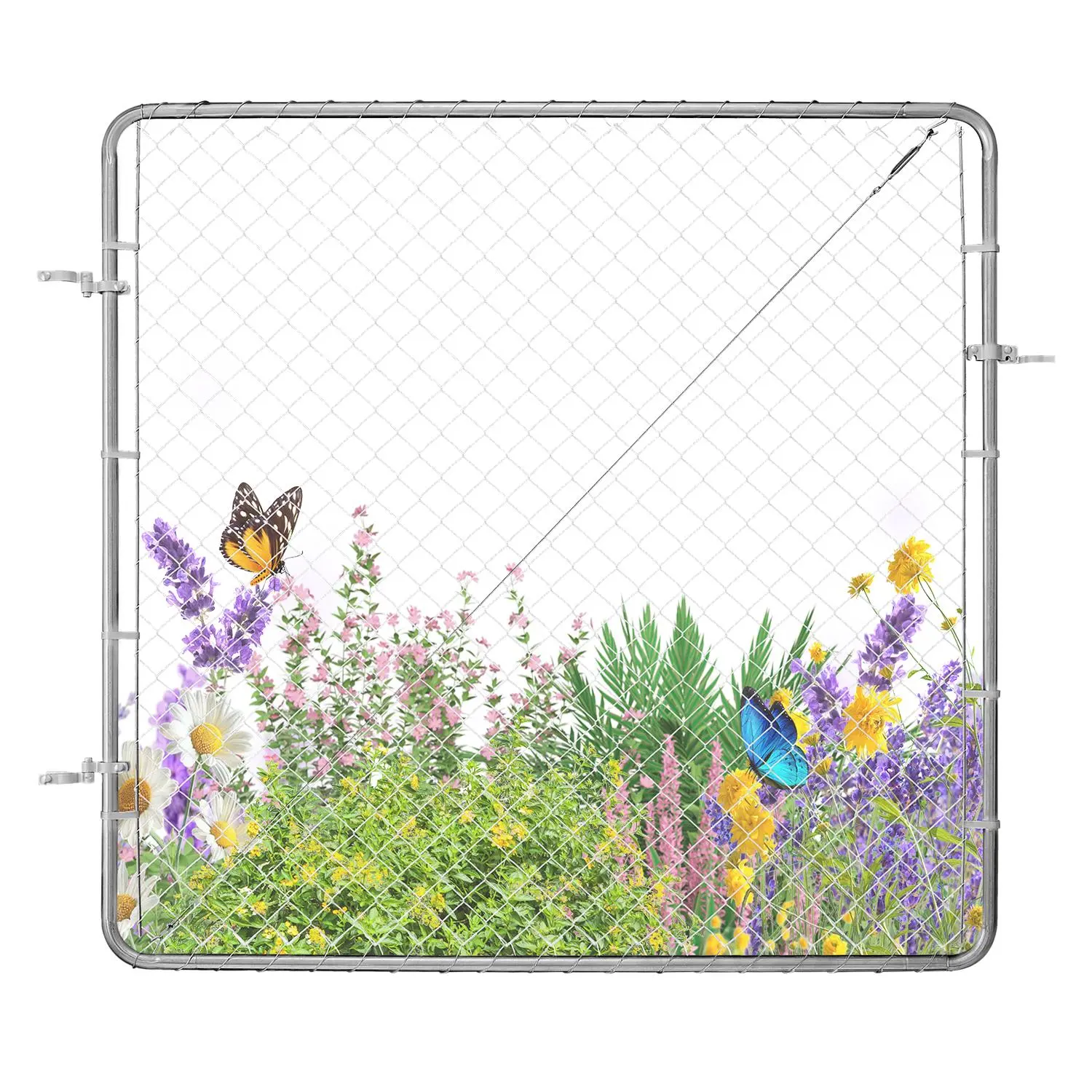 【SummerFinds】VEVOR Chain Link Fence Gate,  , 70 x 72 in, Adjustable Chain Link Fence Panel, Fit 3 ft (W) x 4 ft (H) Garden Fence Gate Opening, Rust-Resistant Galvanized Fencing Gate for Farm Posts Not Included
