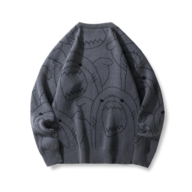 2026 #Springfresh Winter Cartoon Shark Crewneck Polyester Pullover Sweater Unisex Oversized Elegant Casual Streetwear Thick Knitwear Grey Fashion Sweaters Knitted 2026 #Springfresh Winter Cartoon Shark Crewneck Polyester Pullover Sweater Unisex Oversized Elegant Casual Streetwear Thick Knitwear Grey Fashion Sweaters Knitted