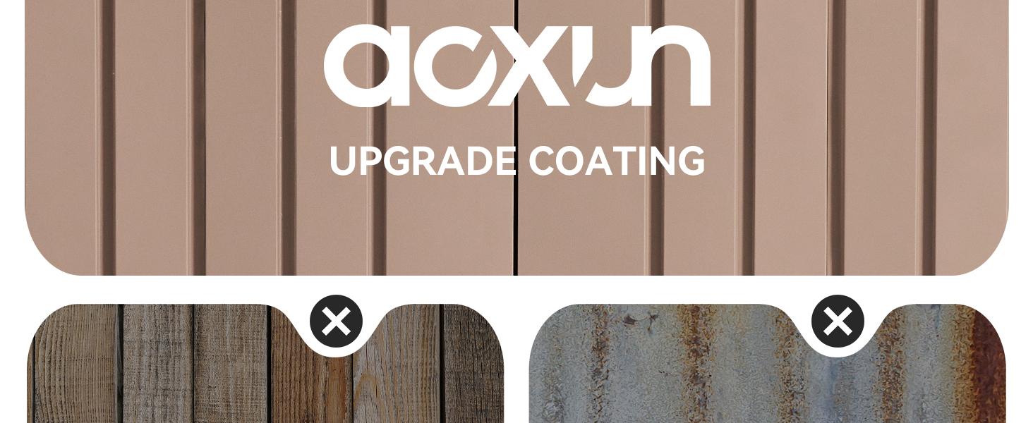 Aoxun Storage Shed Outdoor Metal Storage Shed 8*6 ft, Galvanized Steel Metal Garden Shed with Air Vent and Hinged Door Utility Tool Storage House for Garden, Backyard, Patio, Lawn, with Swing Door and Lock, Brown