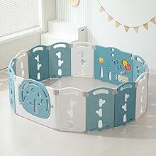 Baby Playpen,Foldable Playpen for Babies and Toddlers,Kids Activity Centre Safety Play Yard,Safety Gates for Indoor&Outdoor,Toddler Fence Play Area,Portable, Educational, 18 Panels