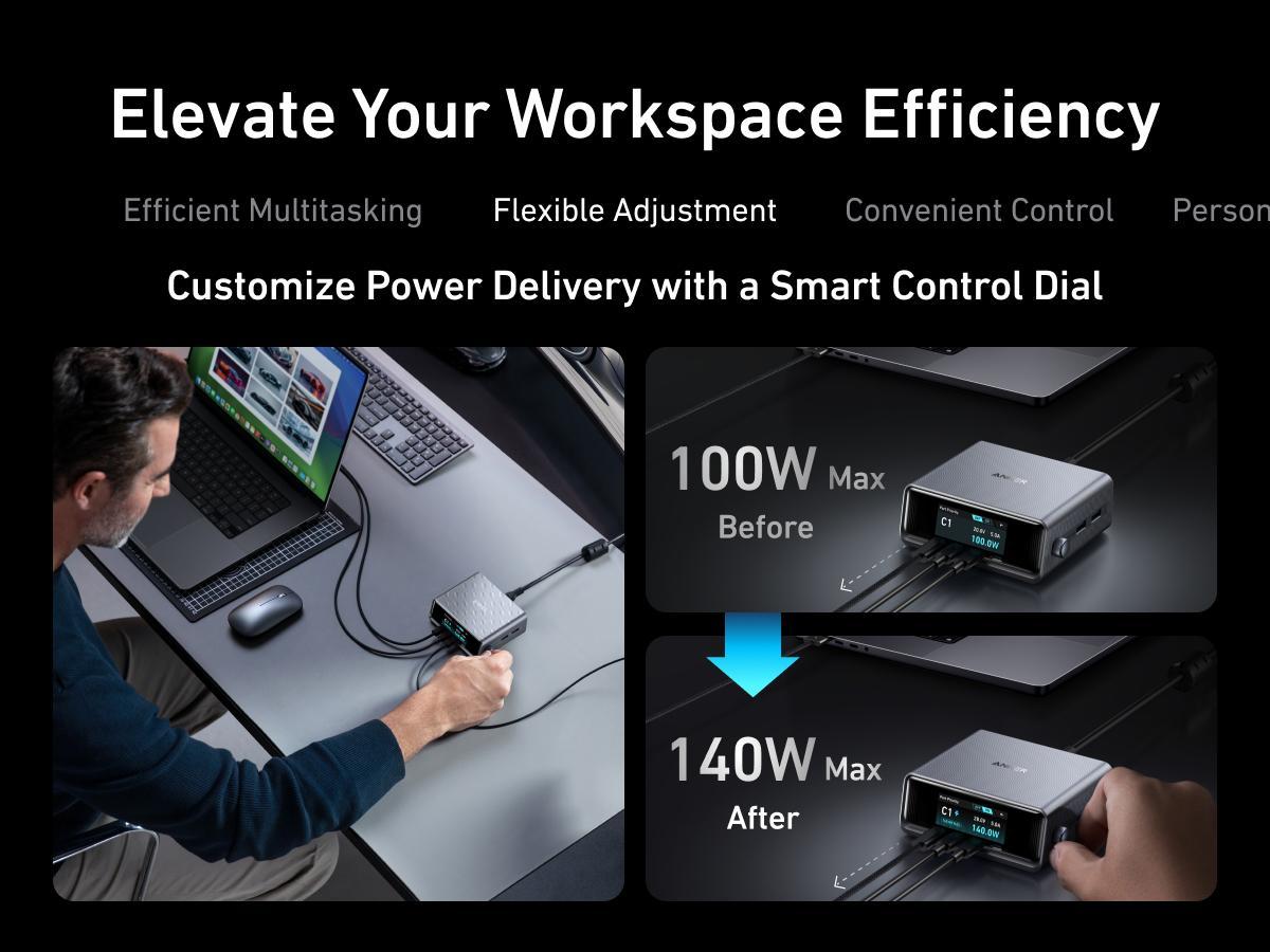 [Limited Offer] Anker Prime Charger, 250W GaN Prime USB-C Charging Station, Ultra-Fast 6 Ports, 2.26" LCD Display and Smart Control Dial (Silver)