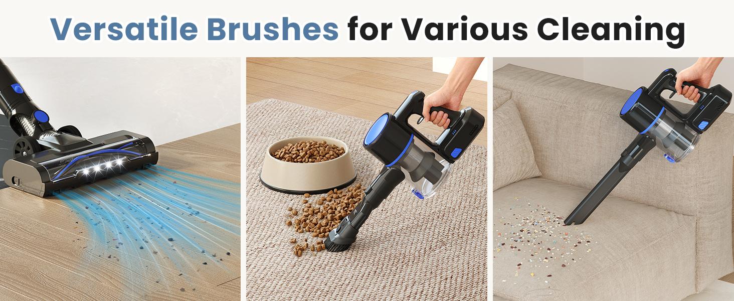 Cordless Vacuum Cleaner, Lightweight Stick Vacuum for Home with Anti-Tangle and LED Lights, Powerful Rechargeable Wireless Cleaners for Hardwood Floors Carpet Pet Hair