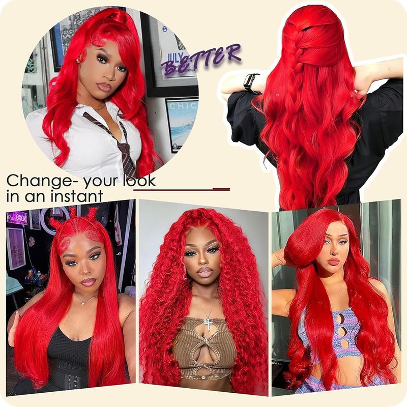 Black Friday [28Inch Only $99.99] Stybee Red Body Wave Human Hair Wigs 200% Density HD Glueless 13x6 HD Lace Frontal Wigs Colored Wigs 613 Blonde Ginger Pink Red 40inch Long Wigs
