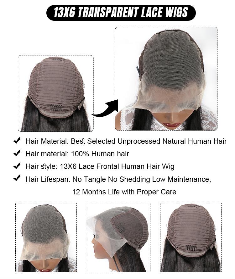 Idoli yaki 13x6 Lace Front Wig HD Transparent Kinky Straight Lace Frontal Human Hair Wigs 200 density