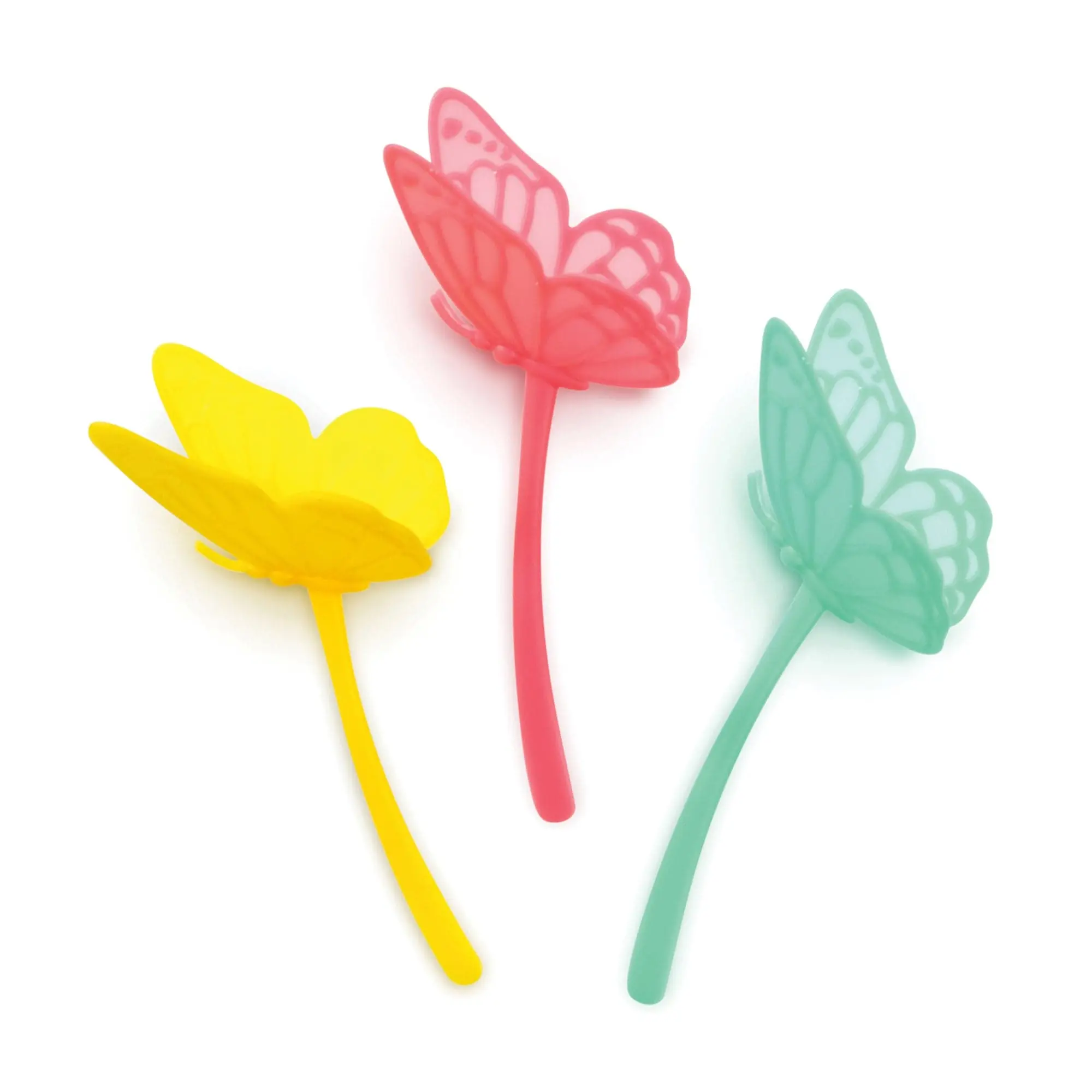 FLUTTERMARKS - 3 Vibrant Silicone Butterfly Bookmarks for Book Lovers - Gift-Ready Backer Card Included