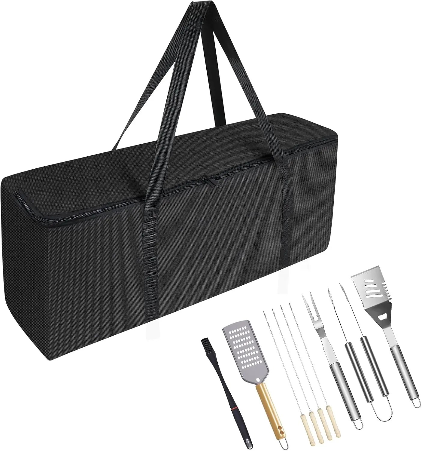 BBQ Tool Storage Bag, Heavy Duty Tools Bag, 600D Oxford Cloth, Outdoor Grill Accessories Bag for Camping Picnic Trip (22X5X8Inch)