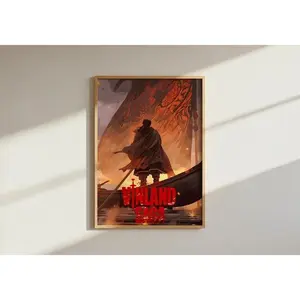 Vinland Saga Thorfinn Wall Art - Viking Anime Poster - Epic Sunset Longship Illustration