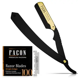 Facón Straight Razors for Men - Professional Barber Straight Edge Razor Kit with 100 Blades, Classic Stainless Steel Barbero Shaver for a Smooth & Precise Shave, Premium Barber Razor for Men's Shaving