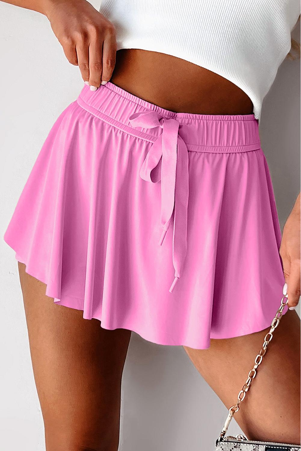 Mntaor Women's Casual Drawstring Tie High Waist Lined Tennis Skorts with Tie Detail, Ideal for Casual Outings and Versatile Wear