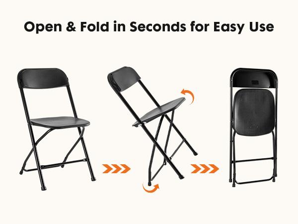 4/6/10 Pack  Plastic Folding Chair, Indoor Outdoor Portable Stackable Commercial Seat with Steel Frame 330lb Capacity for Events Office Wedding Party Picnic Kitchen Dining