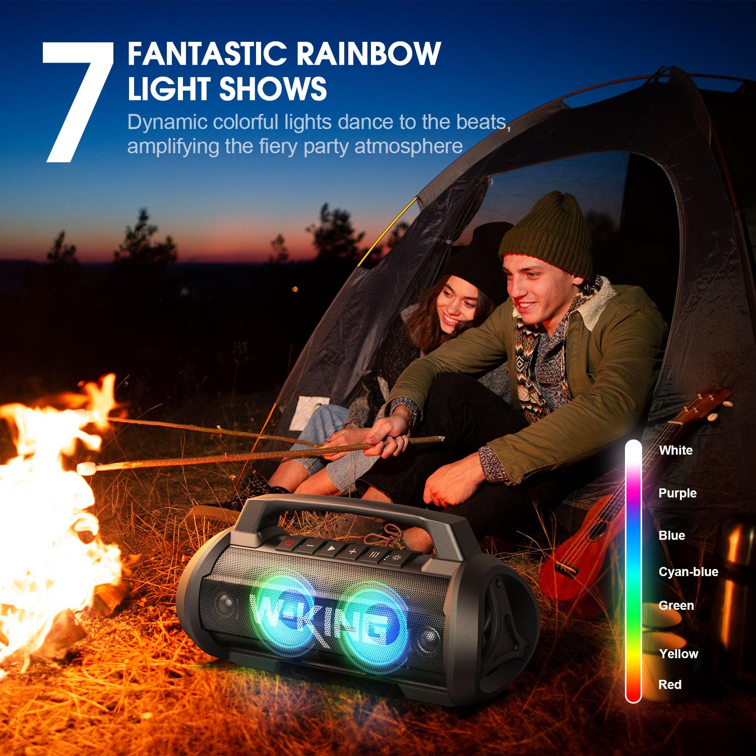 W-KING  120W Peak 70W RMS  table Bluetooth Speaker with Wireless Microphone, Waterproof Speakers with Subwoofer Outdoor Speakers Bluetooth Boombox/42H/Bass Up/DSP/AUX/Stereo Pairing Waterspeaker Karaoke Set speaker subwoofer bluetooth speakers