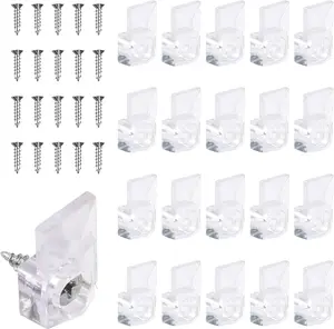 20 Set Mirror Hangers for Wall Mounting - Holders, Brackets, Hanging Clips - Clear Plastic Glass Crystal Hardware Frameless Kit MOZEAT LENS