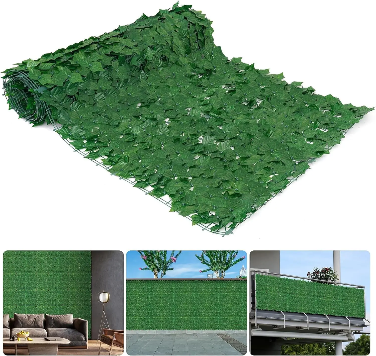 UV-Resistant PPC Material Artificial Ivy Privacy Fence Wall Screen - 39x158in Trim-to-Fit Space Faux Greenery Panels, Sun Protection Backyard Design Decor for Patio Home Improvement