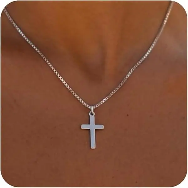Unisex Minimalist Cross Necklace - Gold/Silver Tone, Hypoallergenic 316L Stainless Steel Pendant, High Polished Metal Chain, Non Tarnish Jewelry, Gift-Ready, Necklaces for Women, Chain Jewelry, Chain Jewelry Necklaces