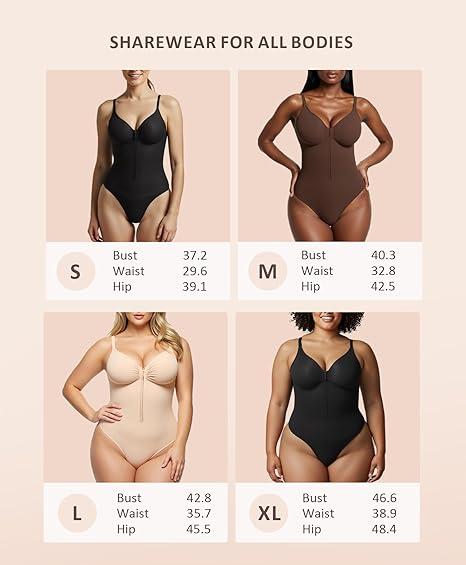 FeelinGirl Seamless Covered Bust Jumpsuit Thong Bodysuit Peach heart collar Fit Womenswear Comfort Shapewear Breathable Comfortable Day Sleeveless Corset Zipper Springtok