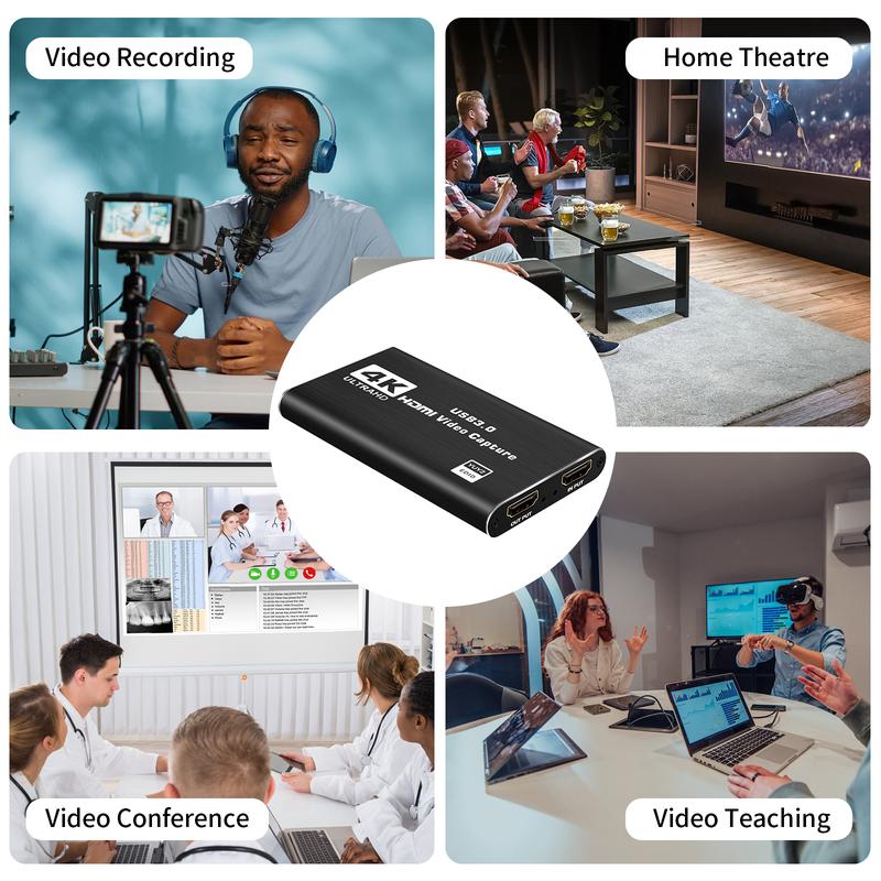 Capture Card, Audio Video Capture Card with Microphone 4K HDMI Loop-Out, 1080p 60fps Video Recorder for Gaming/Live Streaming/Video Conference Video Game Capture for Streaming Works for PS5/Switch/Camera/PC/OBS Share