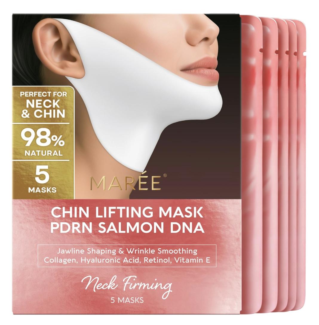 V Line Lifting Mask MARÉE – Choose 24K Gold, Hyaluronic Acid, or PDRN – Instant Glow, Deep Hydration & Firm Jawline, Chin & Neck – 5 Pack