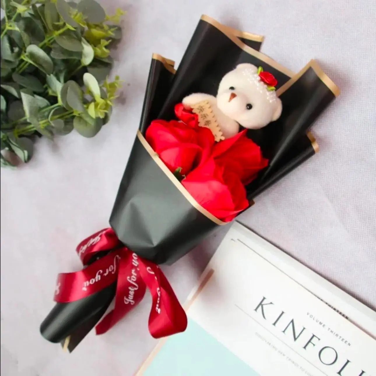 Nice Bear Bouquet - Handmade Teddy Bear Bouquet whit Pretty Soap Flower for any occasion , birthday , bachelorette party , graduation , san valentine day {ETC}