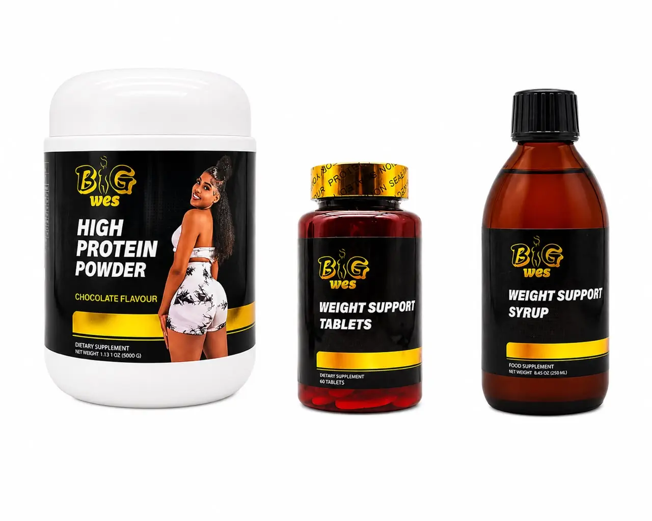 Big Wes Nutritional Supplement Bundle – Protein Powder, Tablets & Syrup