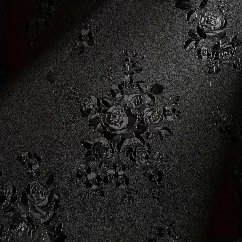 Black Floral Removable Wallpaper, Embossed Floral Sticks, Peel-And-Stick Contact Paper, Decorative Wallpaper, Accent Walls, Removable Black Flower Vinyl Roll for Shelves, Interior Walls, DIY Wallpapers