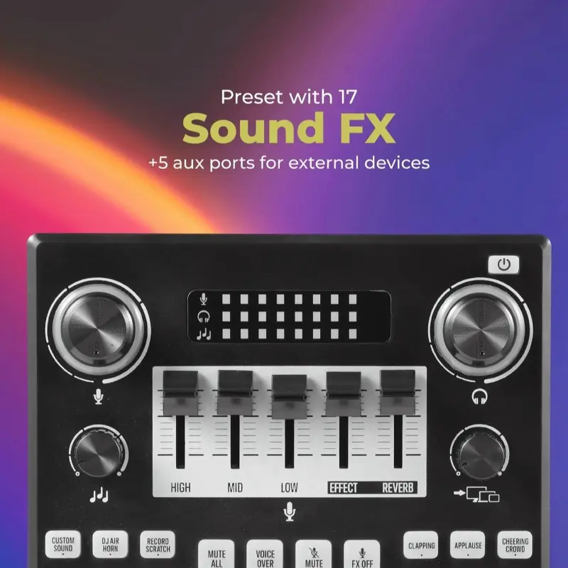 Vivitar Creator Series USB-C Bluetooth Audio Stream Sound Mixer with Voice Effects for Vlogging