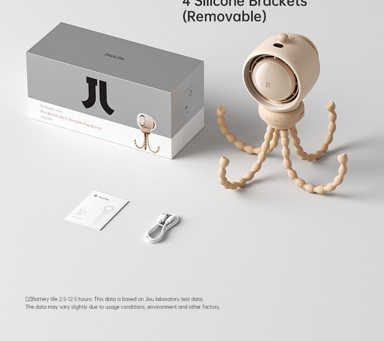 JISULIFE Stroller Fan Life2 Portable Baby Crib Fan with 100 Speeds Air Purify & Air Turbo Tech Bladeless Battery Powered for Home Office & Camping - Rubber