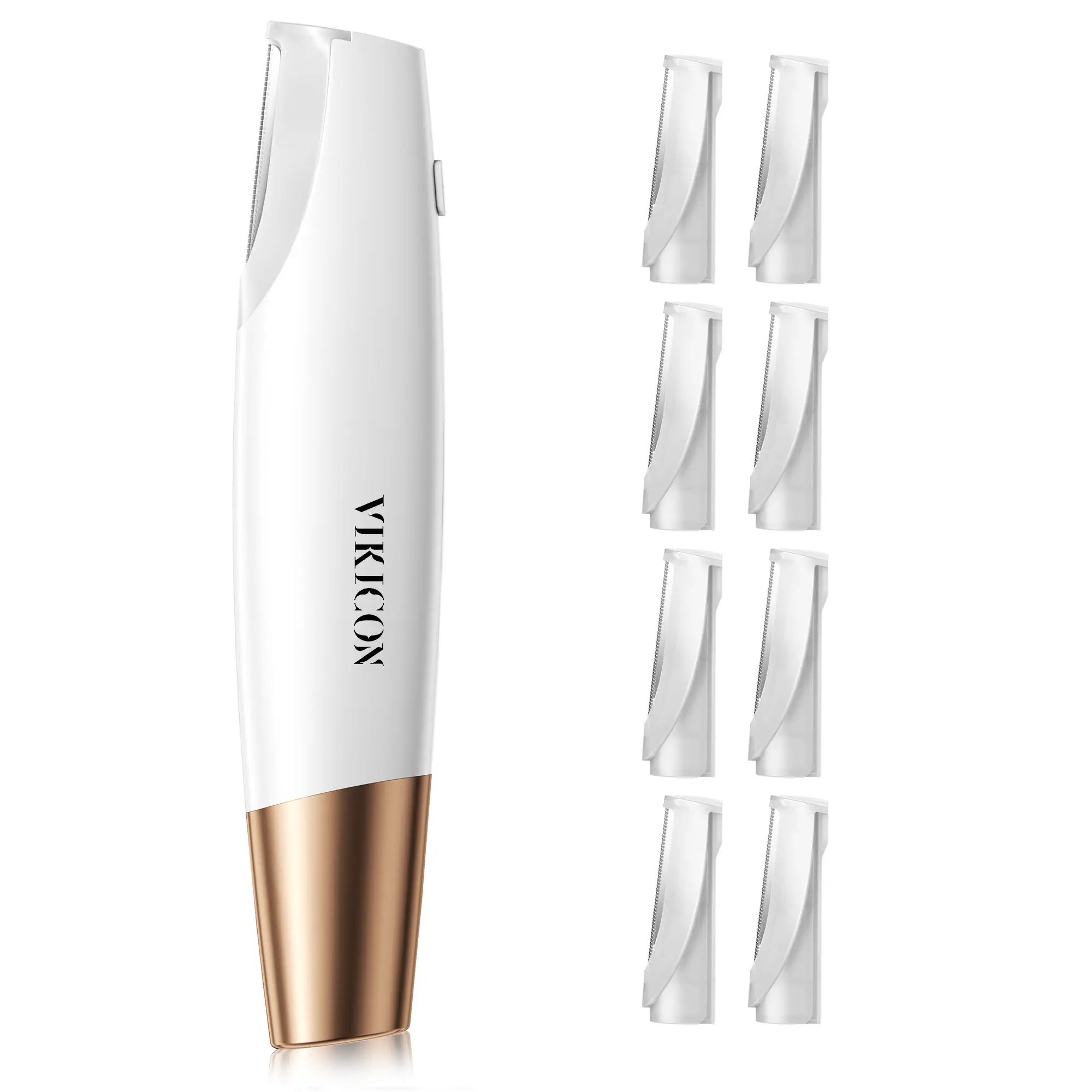 VIKICON Vibrazor Dermaplaning Tool for Facial Hair Removal & Brighter Skin | 3-Speed Adjustable Cordless Shaver for a Flawless Finish, with LED Light & 8 Refills, Sensitive, Beauty Products, Exfoliating, Travel Size, Smooth, Gift, Includes 8 Blades, Face,